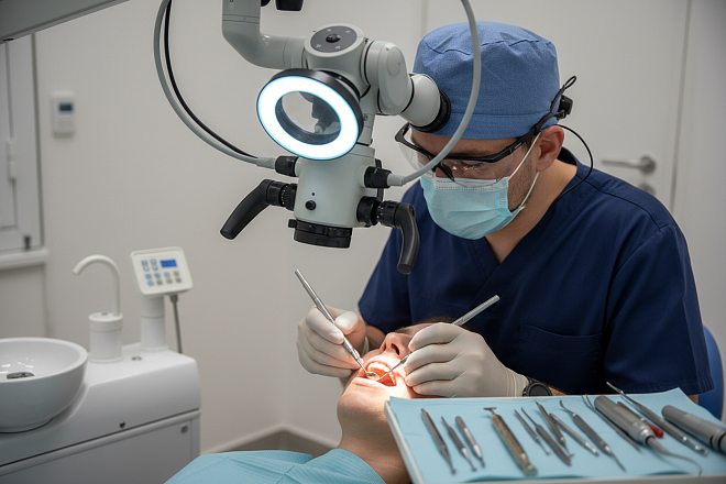 Открытый кюретаж при заболеваниях пародонта в области зуба (глубокий кюретаж кисто-гранулемы через лунку зуба) в клинике ЦЭЛТ в Москве